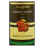 Mrva & Stanko Rizling vlašský - Kosihovce 2014, akostné víno, suché, 0,75 l