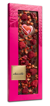 ChocoMe - Mliečna čokoláda, brusnice, maliny, jahody a čokosrdce, 110g