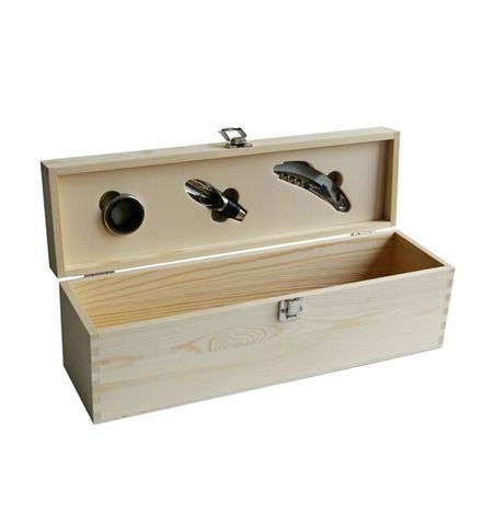 Darčekový box na víno drevený + 3 pomôcky