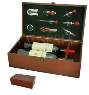Exkluzívny darčekový box na 2 vína mahagon + 8 vinárskych pomôcok