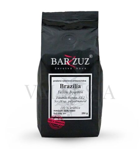 Brazília Yellow Bourbon, Scr. 16+, RFA, pulped natural, zrnková káva, 100 % arabica, 250 g